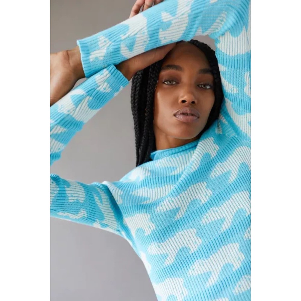 BDG Shauna Jacquard Polar Bear Cropped Mock Neck Sweater Size Medium Novelty